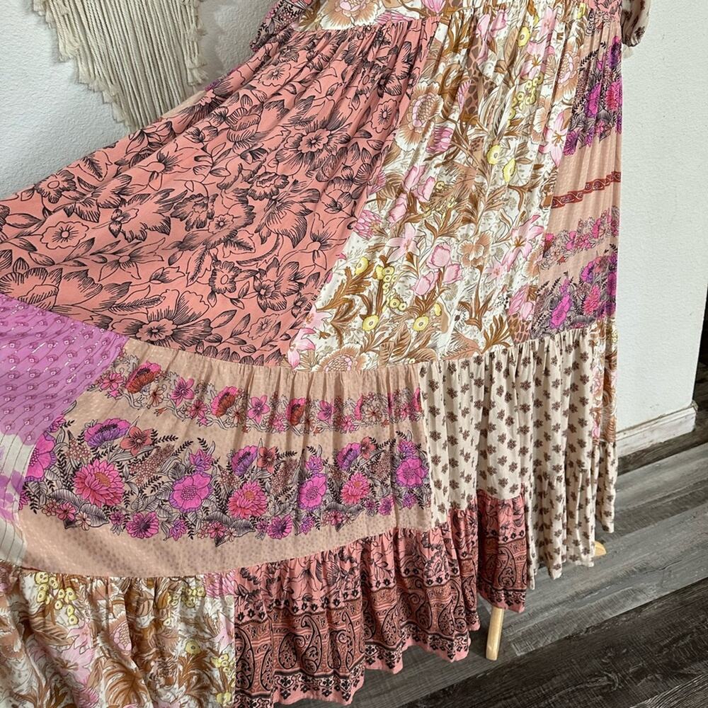 Spell & The Gypsy patchwork Floral Bohemian Maxi Dress large - Picture 2 of 8